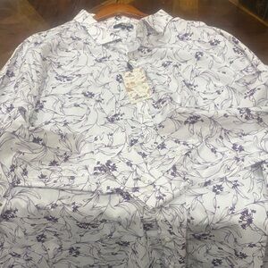 Murano White Button-Down Shirt w/Purple Floral Print (Bundle Me for Better Deal)